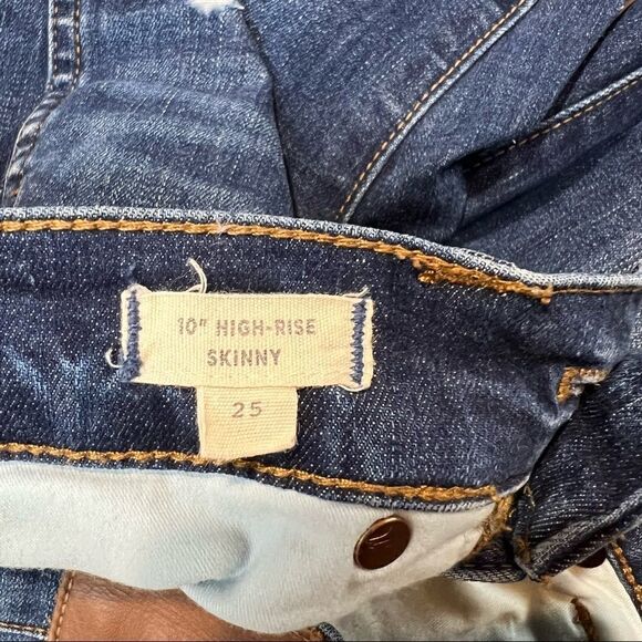 Madewell 10" High-Rise Skinny Jeans: Drop-Hem Edition Button Fly Blue Washed 25 - Picture 6 of 10